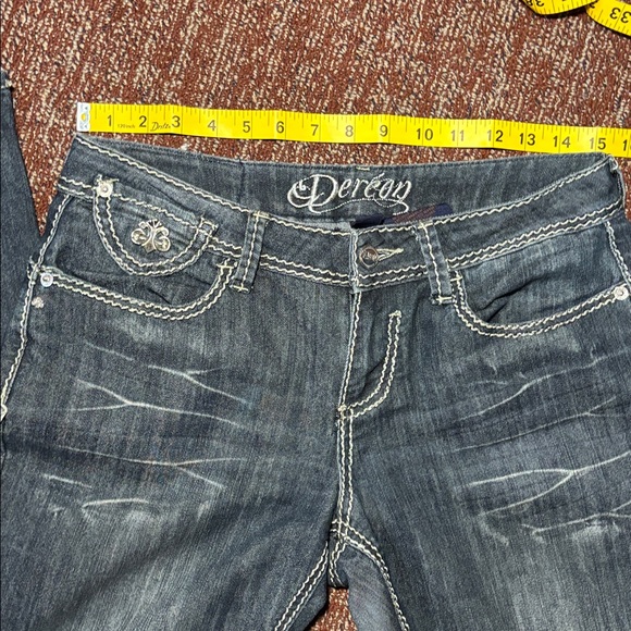 Dereon vintage dark wash jeans mid rise y2k style denim women’s 7/8 - Picture 15 of 15